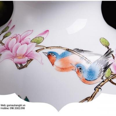 BÌNH VẼ TAY HỌA TIẾT CHIM - HOA